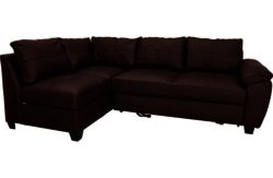 Fernando Leather Left Hand Corner Sofa Bed - Chocolate